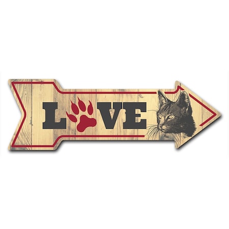 Love Cats Arrow Decal Funny Home Decor 24in Wide